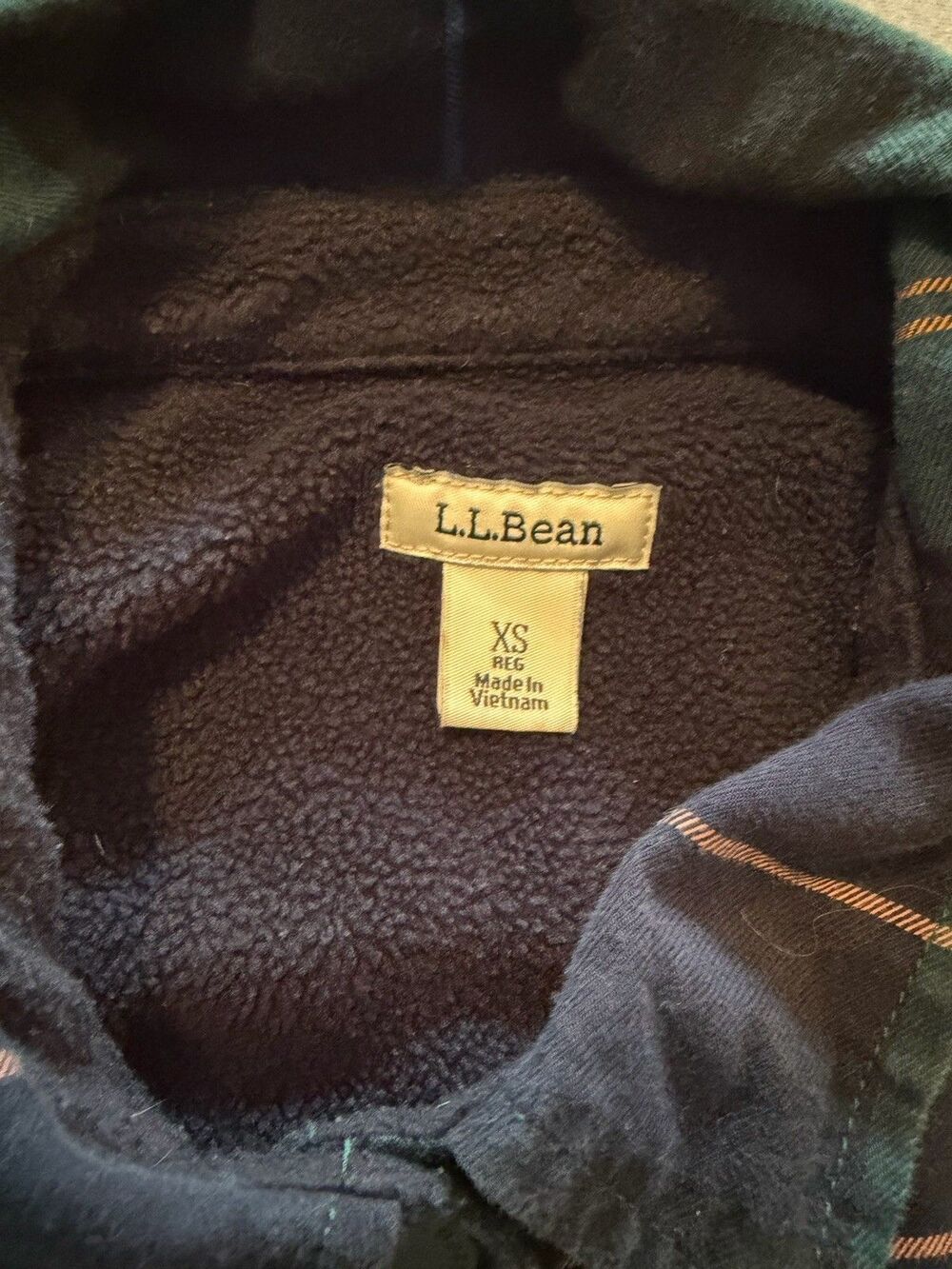 L.L.Bean Fleece Lined Flannel Shirt Jacket Womens XS Green Plaid Snap - Picture 4 of 5
